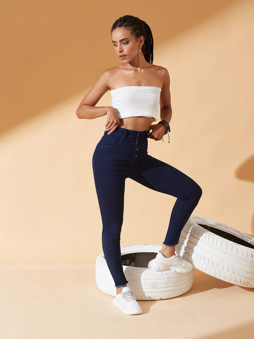 CHASEstretch™ Navy-Blue Skinny Fit High-Rise Stretchable High Waist Denim Jeans For Women