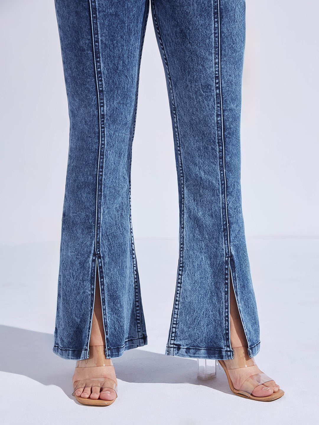 Women's Navy Blue Bootcut High-Rise Regular-Length Stretchable Denim Bootcut Jeans