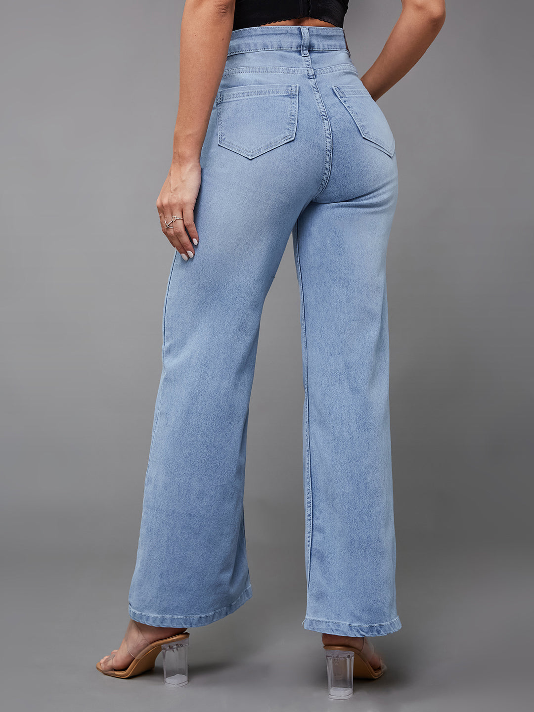 CHASEshape™ Light Blue Wide Leg High Rise Stretchable Denim Jeans