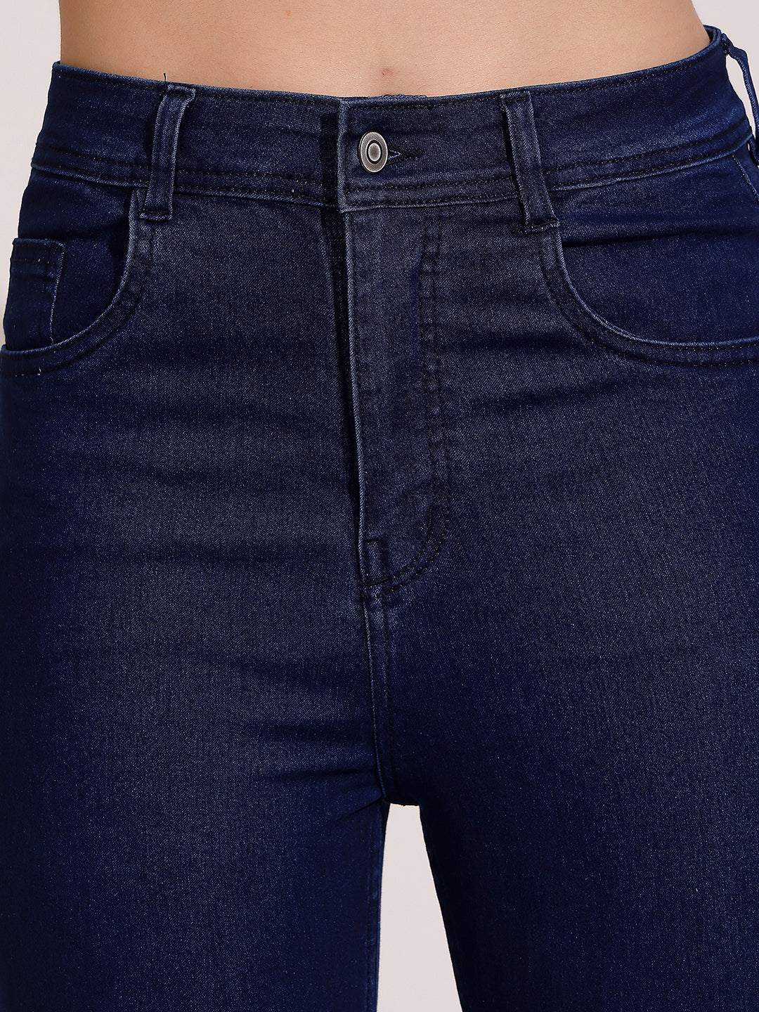 Women's Navy Blue Skinny Fit High Rise Clean Look Regular Length Stretchable Denim Jeans