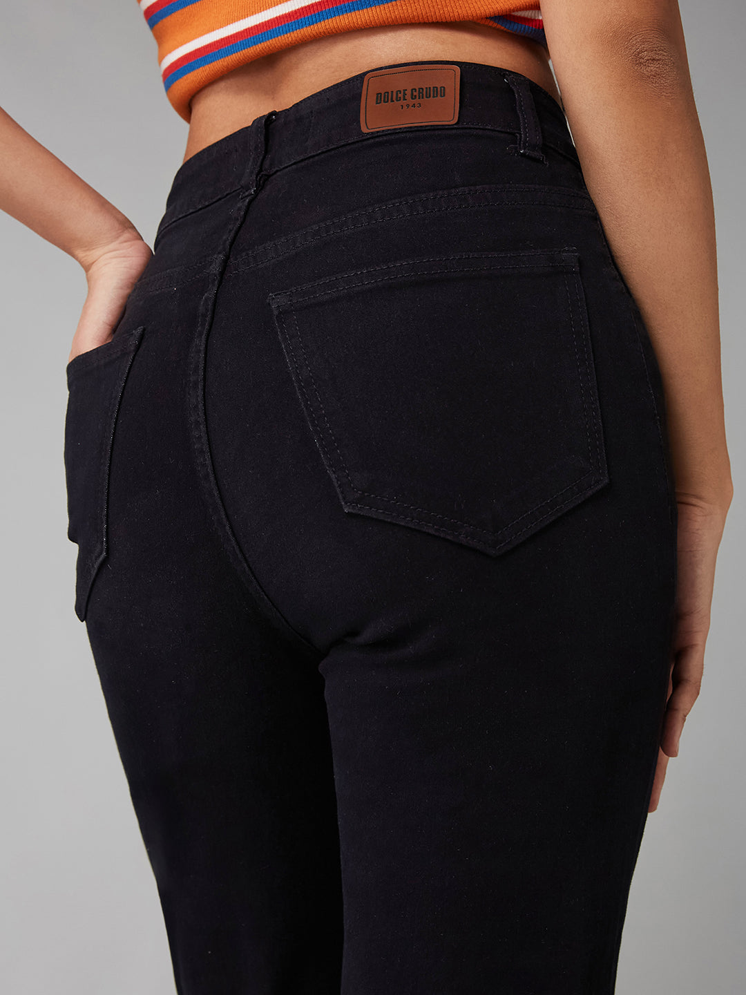24/7 Comfort Women's Black Straight High Rise Clean Look Regular-Length Stretchable Denim Jeans