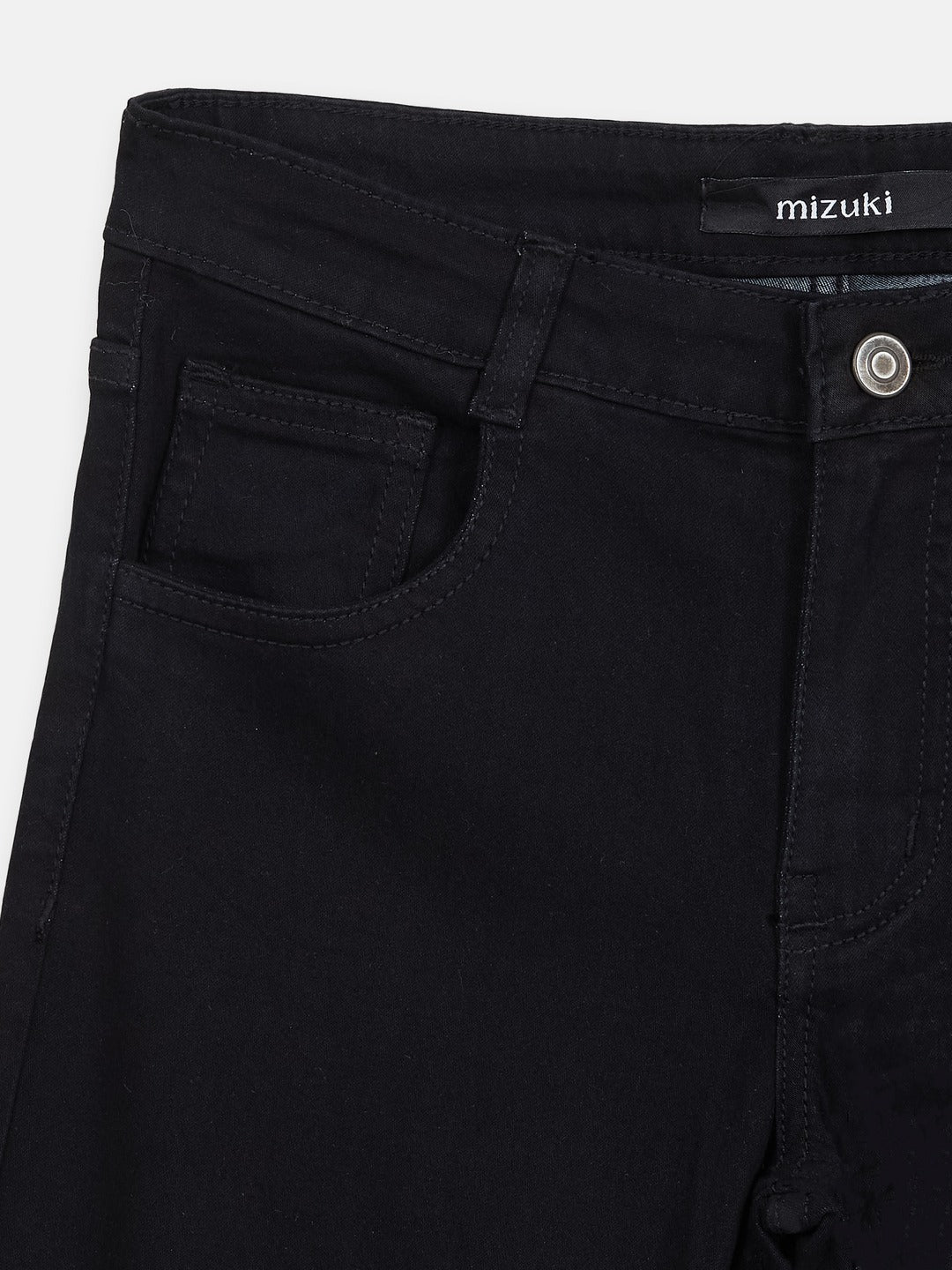 Black Wide-Leg High-Rise Clean-Look Regular-Length Stretchable Denim Jeans for Girls/Teenagers
