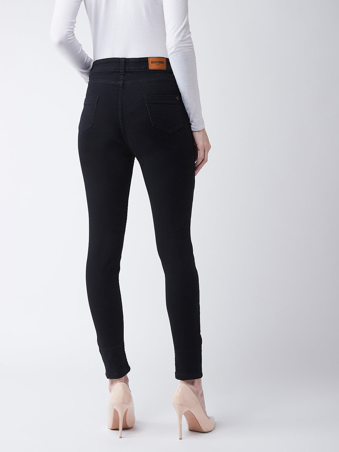 Women's Black High Rise Slim Fit Regular Length Stretchable Denim Jeans