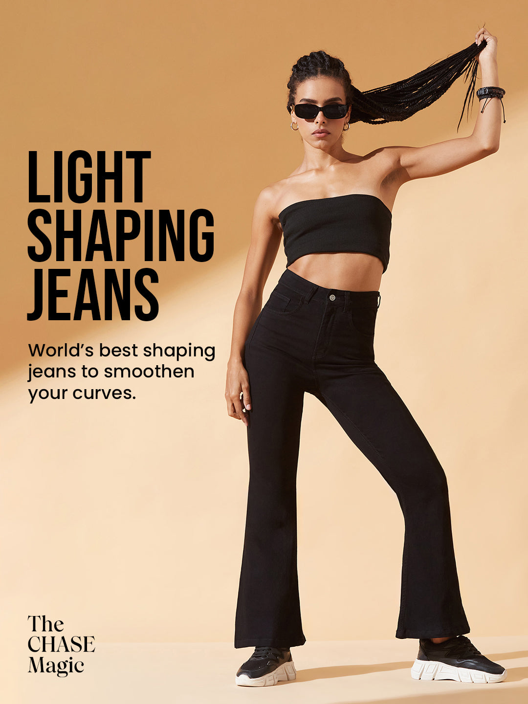CHASEshape™ Light-Shaping Bootcut High-Rise Black Denim Jeans