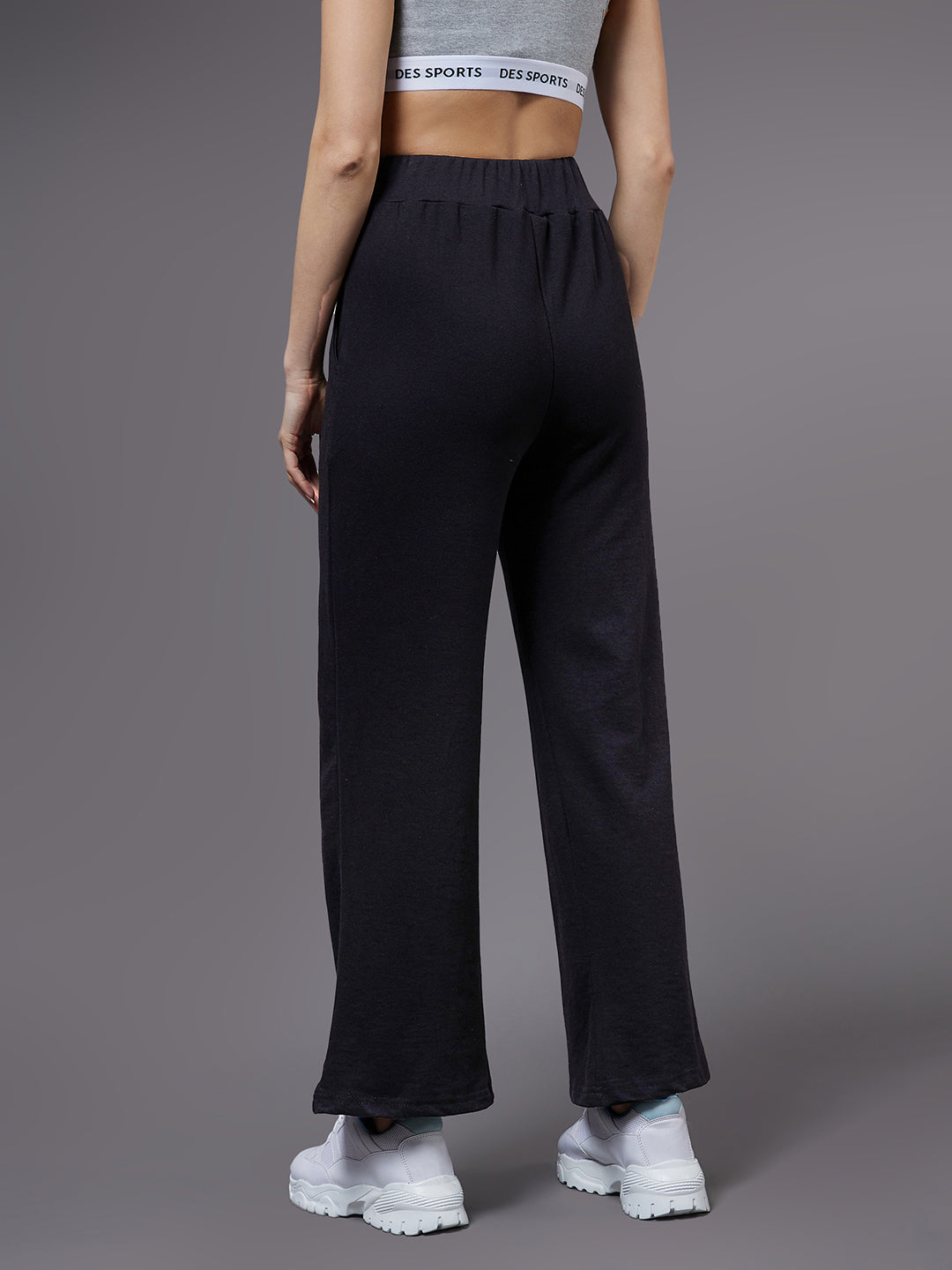 Women's Black Solid Regular Track Pants