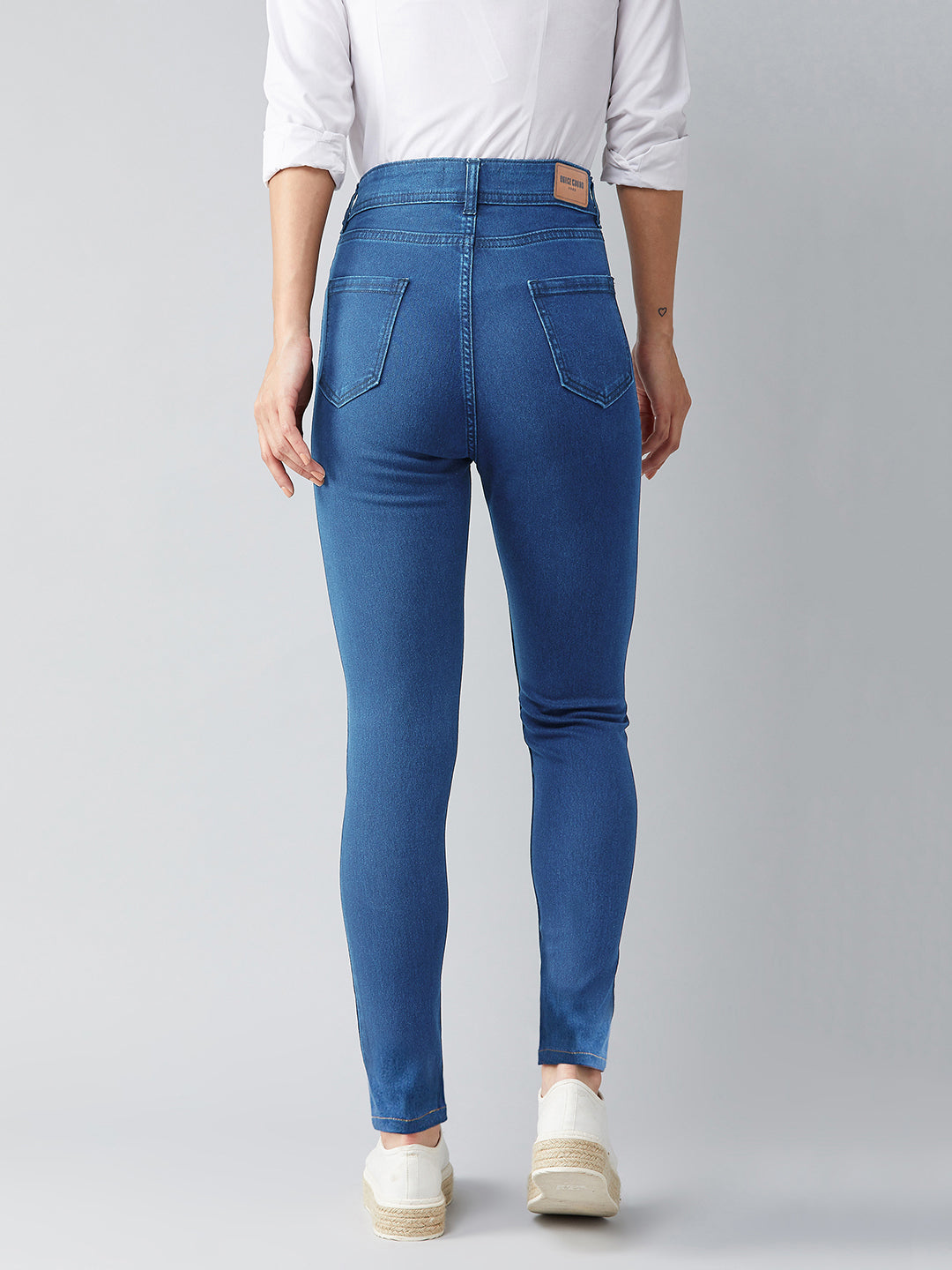 Women's Blue Skinny High-Rise Cropped Denim Jeans