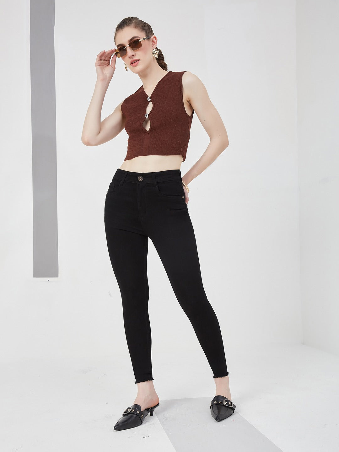 Black Slim Fit high-rise Denim Jeans for Women