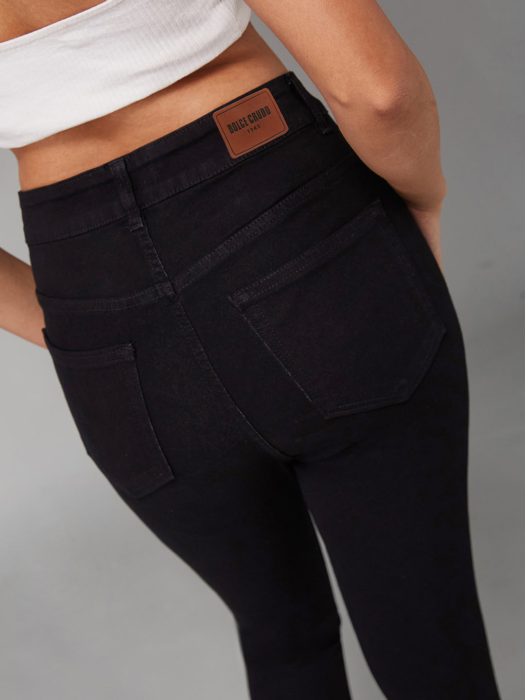 Women's Black OD Skinny High Rise Clean Look Regular Stretchable Denim Jeans