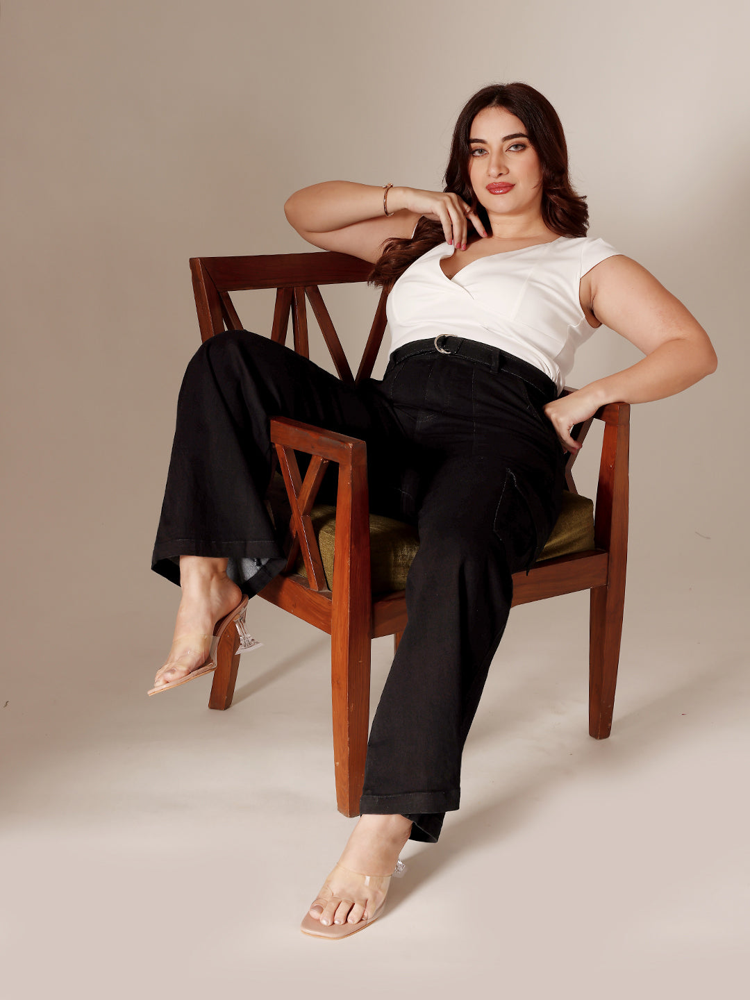 Black Wide leg High rise Clean look Regular Stretchable Denim Jeans for Women