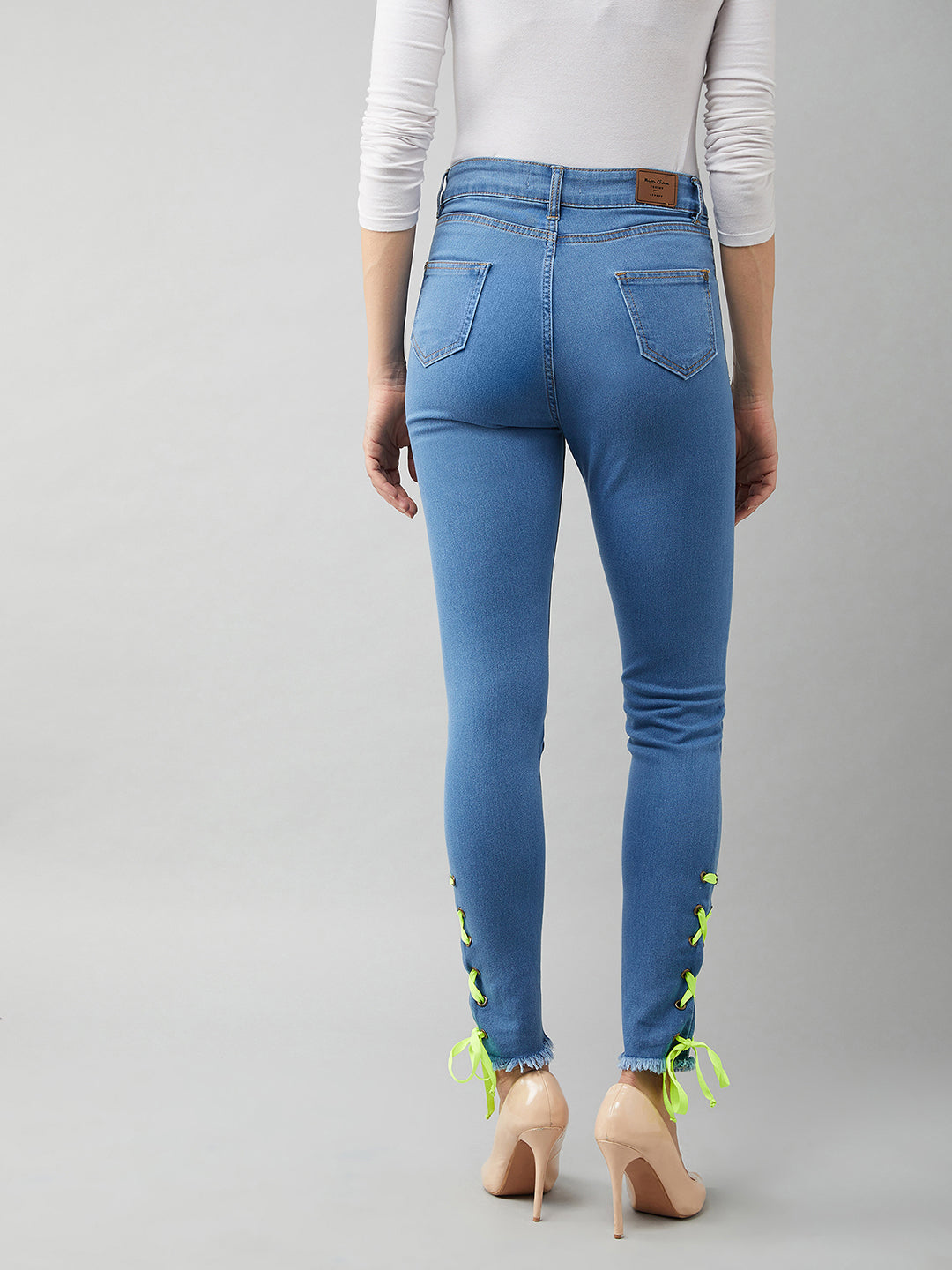 Women's Blue Cotton Skinny Fit High Rise Stretchable Denim Jeans