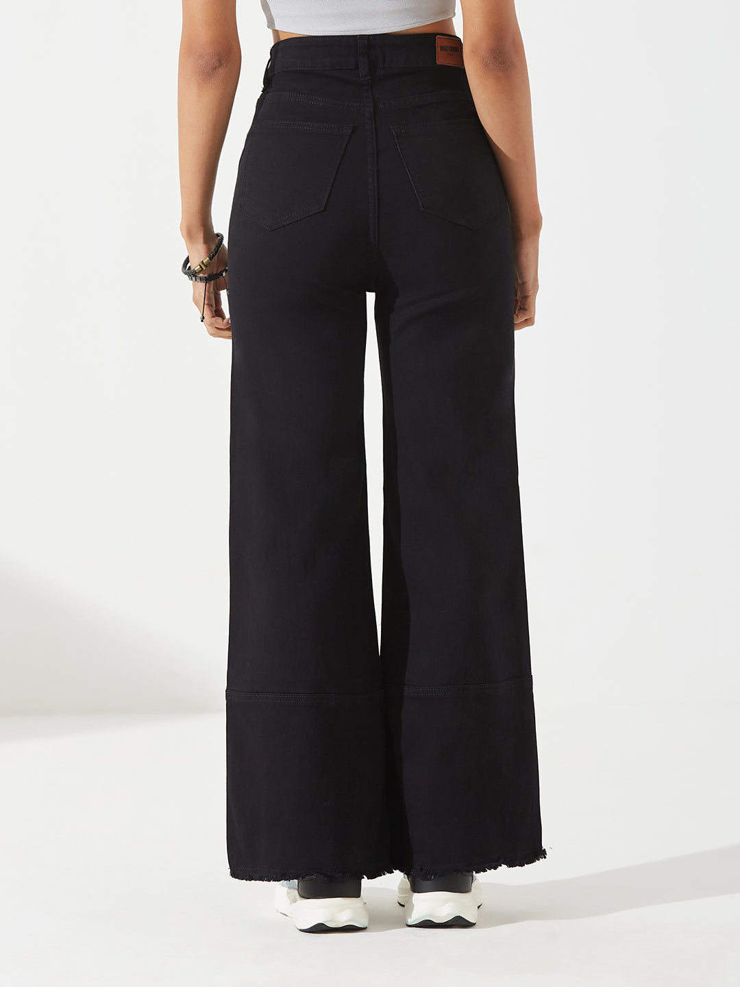 CHASEstretch™ Black Wide Leg High-Rise Stretchable Denim Jeans For Women