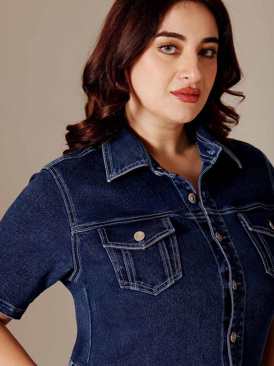 Miss Chase A+ Navy Blue plus-size jumpsuit for Women, sizes 26
