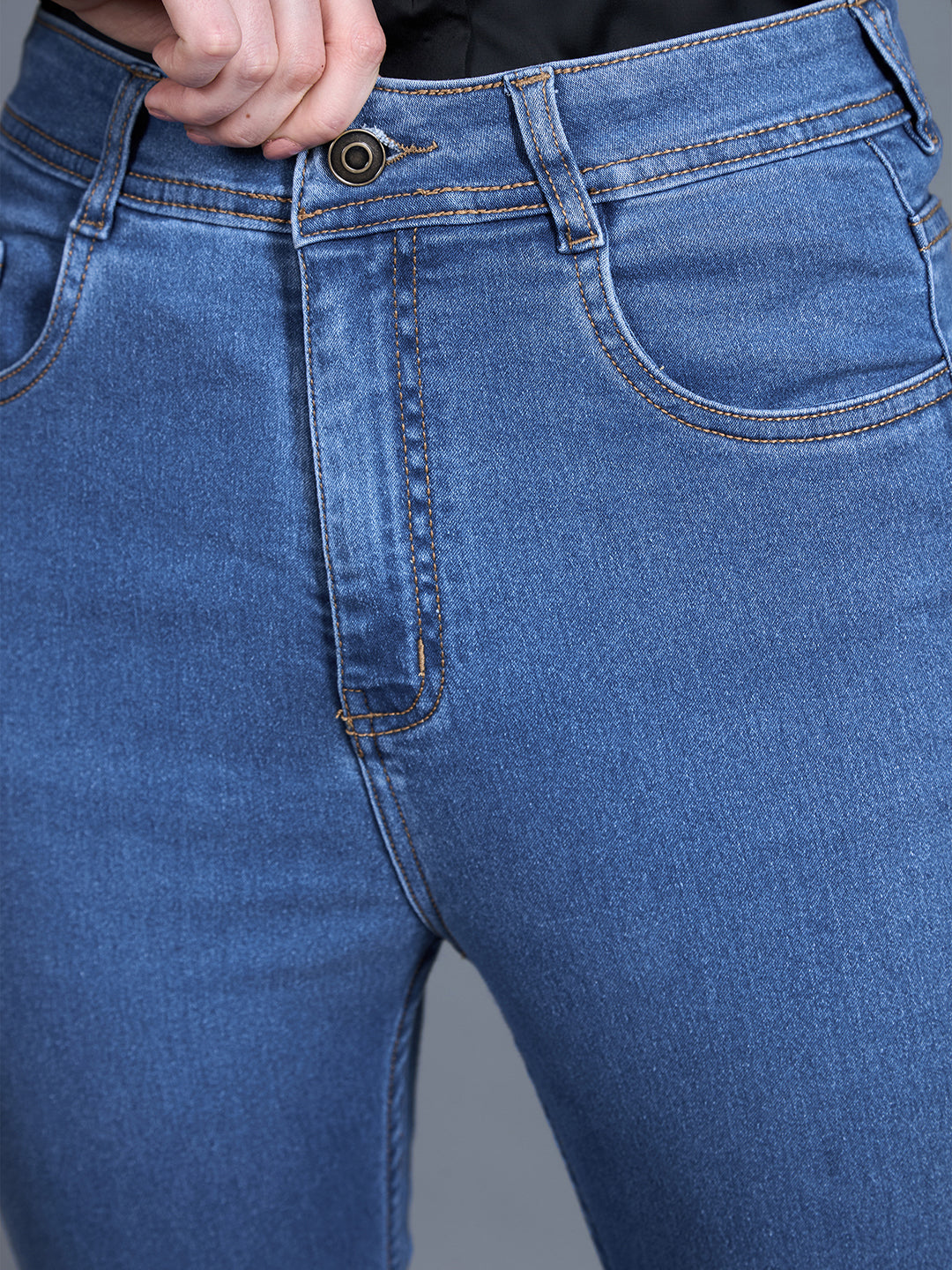 24/7 Comfort Workwear Women's Blue Skinny High-Rise Cropped Denim Jeans