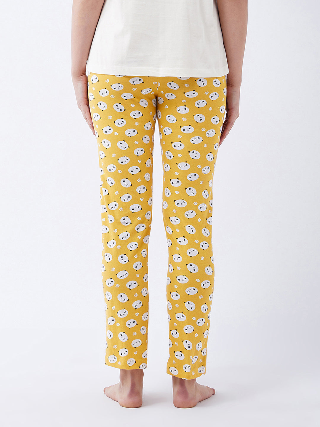 Women's Mustard Yellow Printed Regular length Pajama