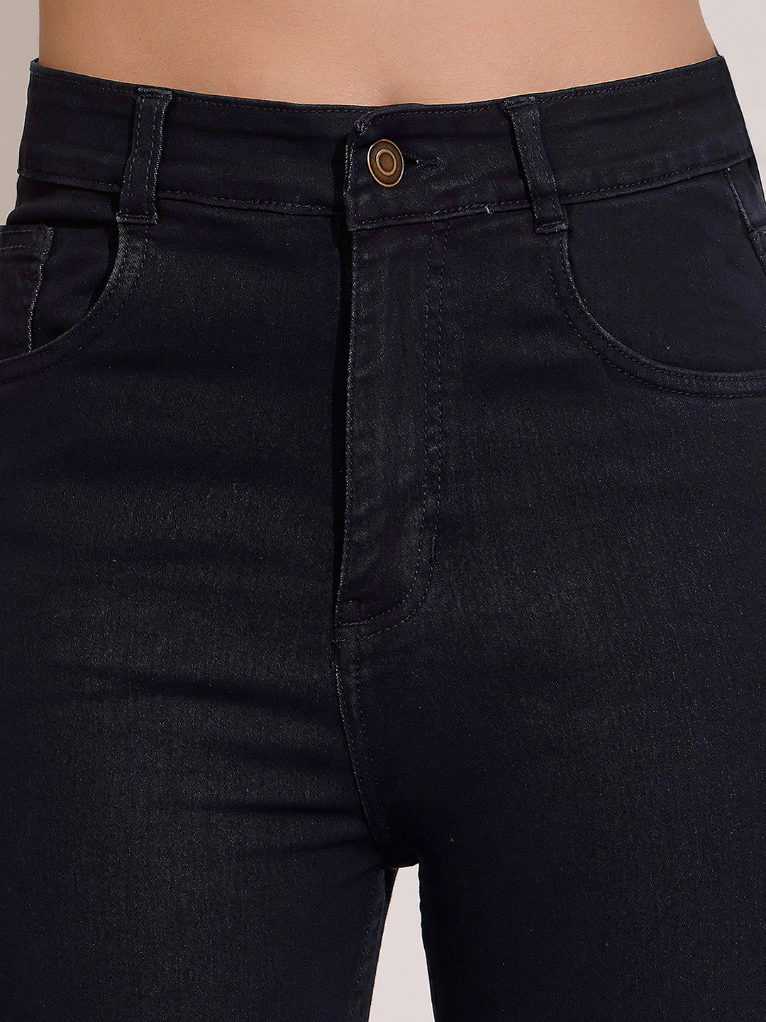 Women's Black Skinny Fit High Rise Clean Look Regular Length Clean Look Stretchable Denim Jeans