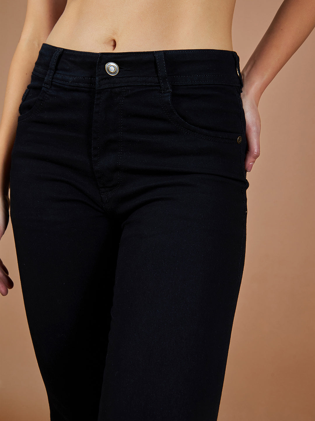 Women's Black High Rise Slim Fit Regular Length Stretchable Denim Jeans