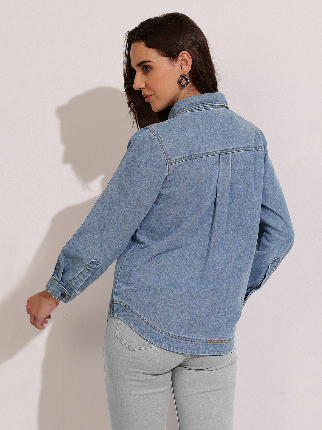 Women’s Light Blue Asymmetric Denim Shirt