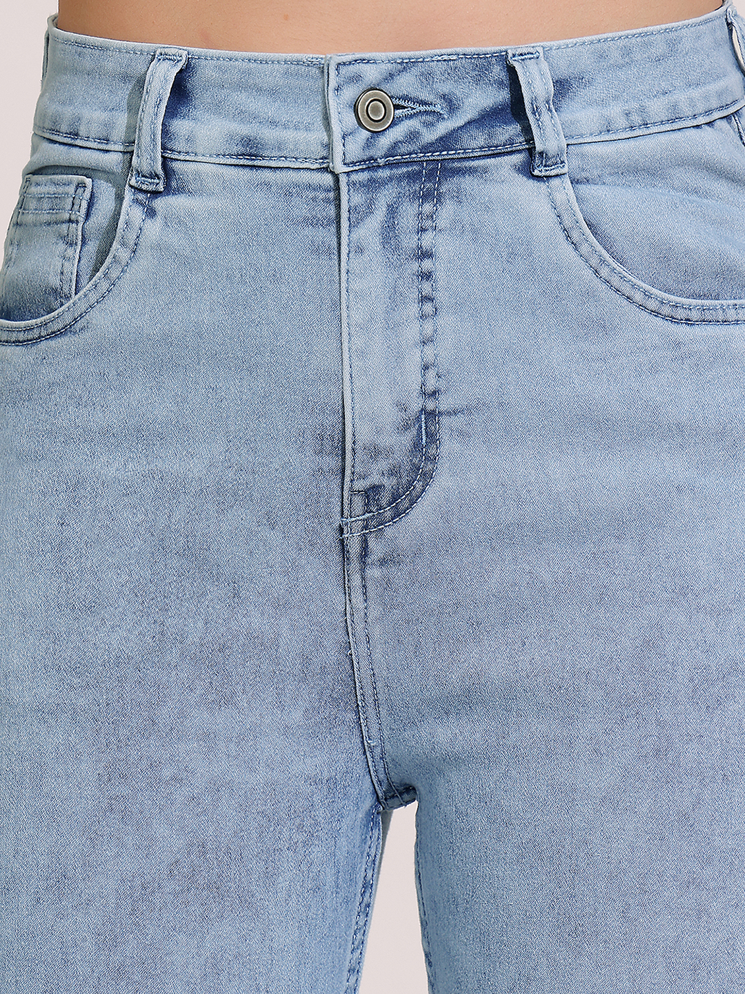 Women's Blue Skinny-Fit High-Rise Clean-Look Regular-Length Stretchable Denim Jeans