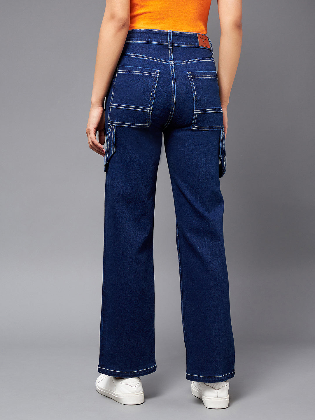 24/7 Comfort Women's Navy Blue Wide leg High Rise Stretchable Denim Jeans