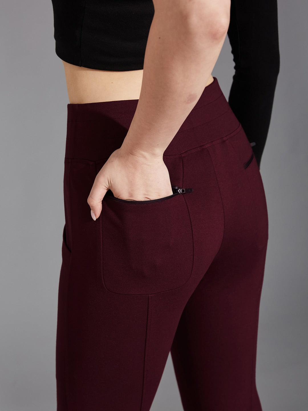 Wine Regular-Length Viscose Rayon Bootcut Trouser for Women