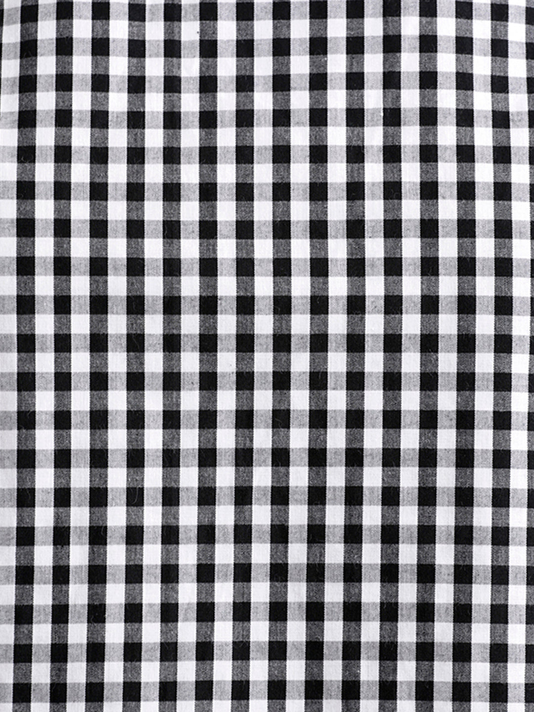 Women's Black And White Ruffled Round Neck Tie-Up Full Sleeve Cotton Checkered Frilled Cold Shoulder Top