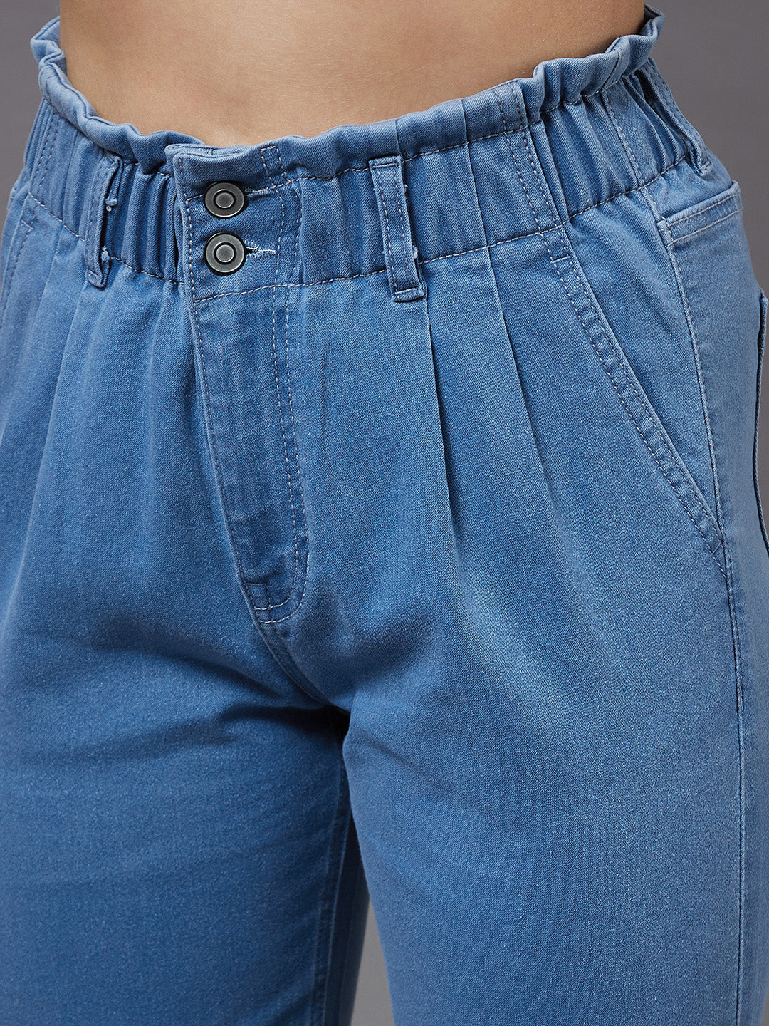 Women's Blue Tapered Fit High Rise Stretchable Denim Jeans