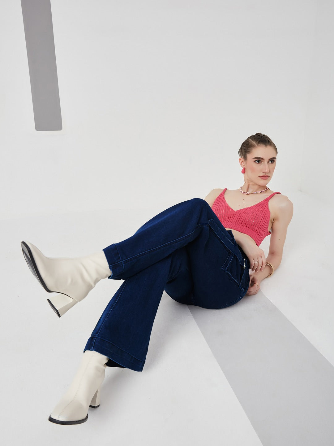 Navy Blue Bootcut high-rise Regular Stretchable Denim Jeans for Women