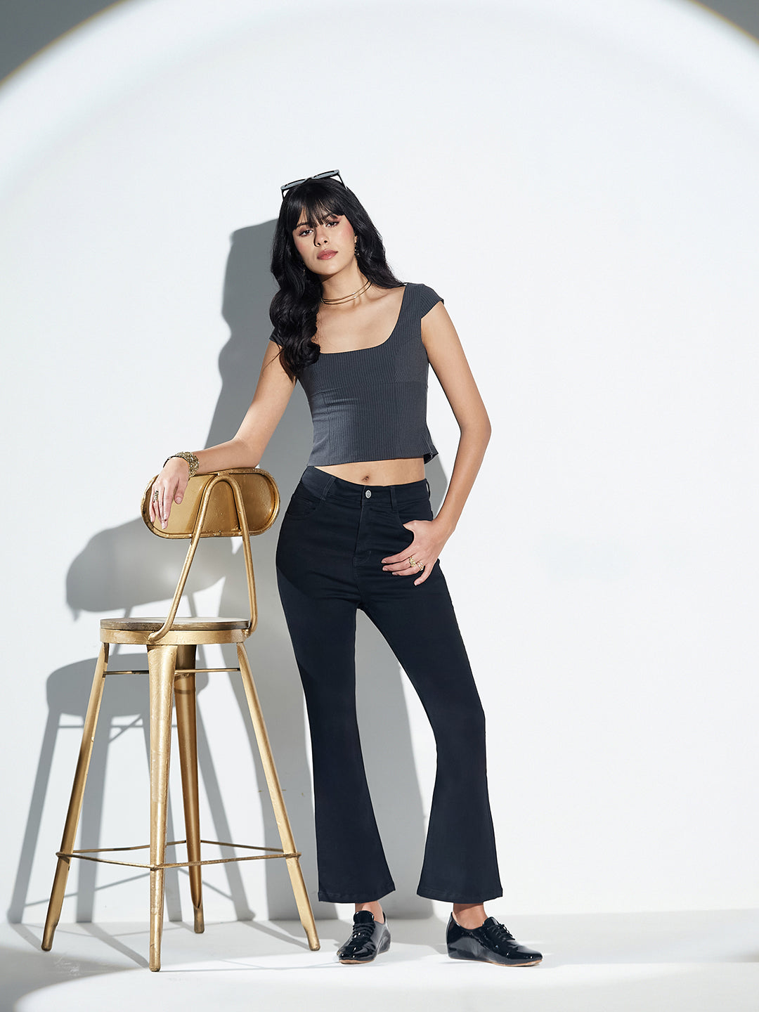 POWER STRETCH Black High-Rise Semi Bootcut Denim Jeans for Women — Miss Chase