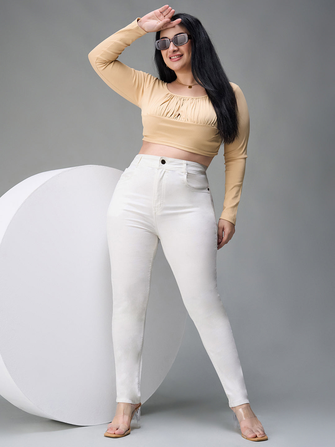 24/7 Comfort White Skinny High Rise Clean Look Bleached Regular Length Stretchable Denim Jeans
