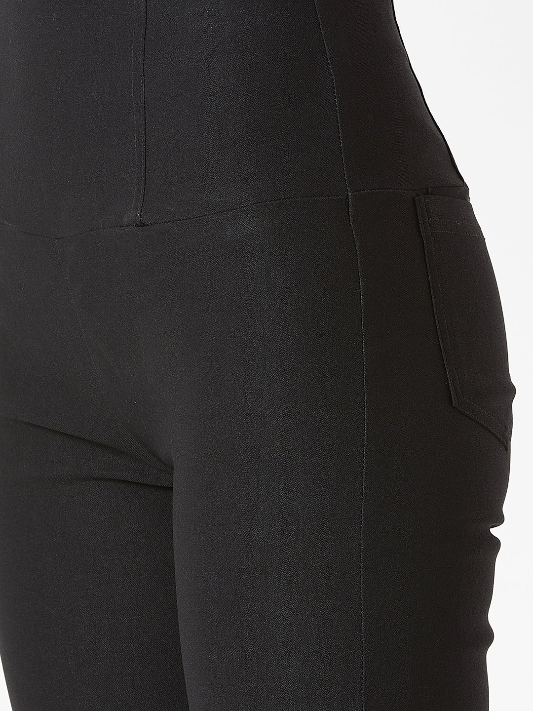 Women's Black Solid Skinny Regular Length High Waist Jeggings