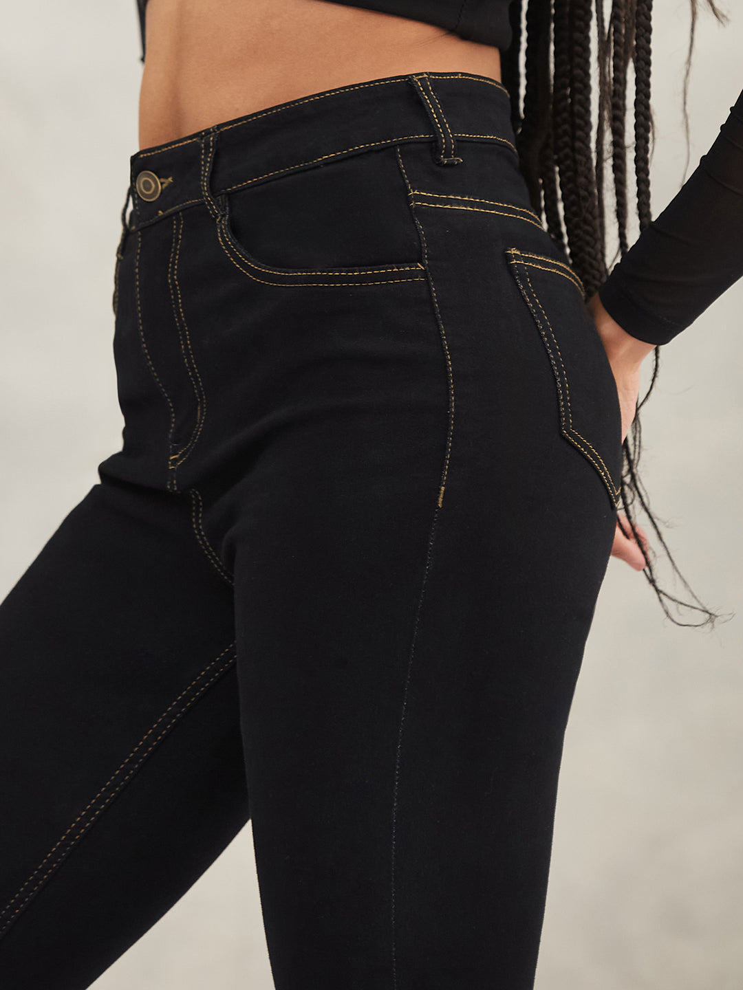 Women's Black Skinny High-Rise Stretchable Denim Jeans