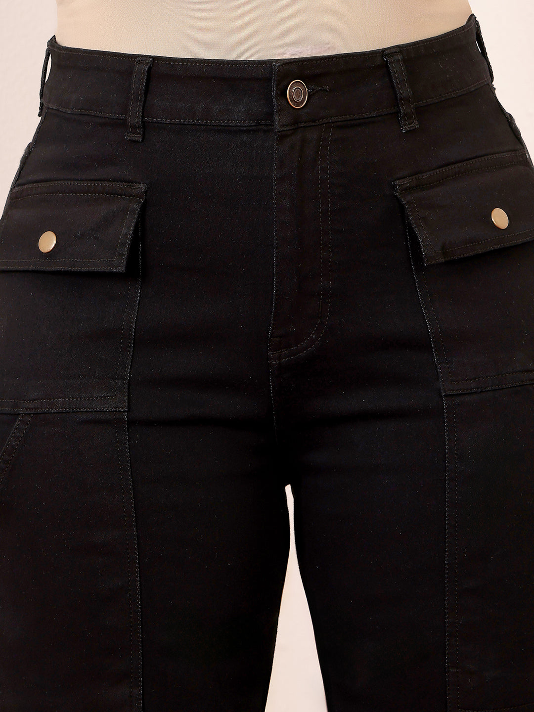Women's Black Flared High-Rise Regular Stretchable Denim Jeans
