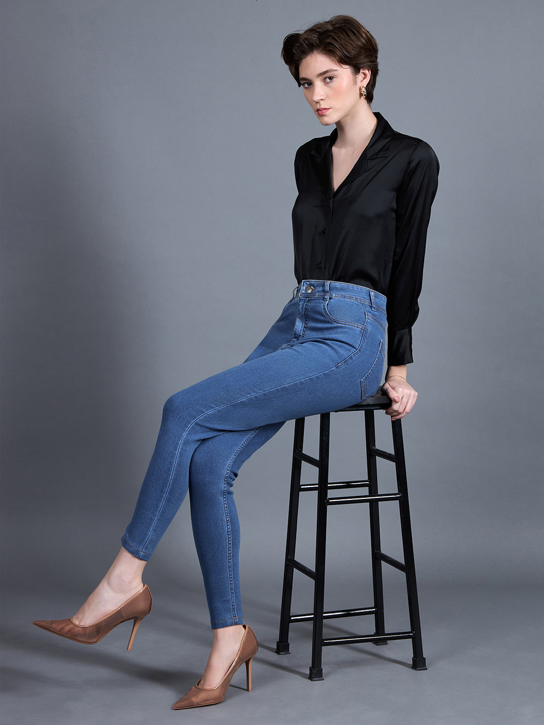 24/7 Comfort Blue Skinny High-Rise Cropped Denim Jeans