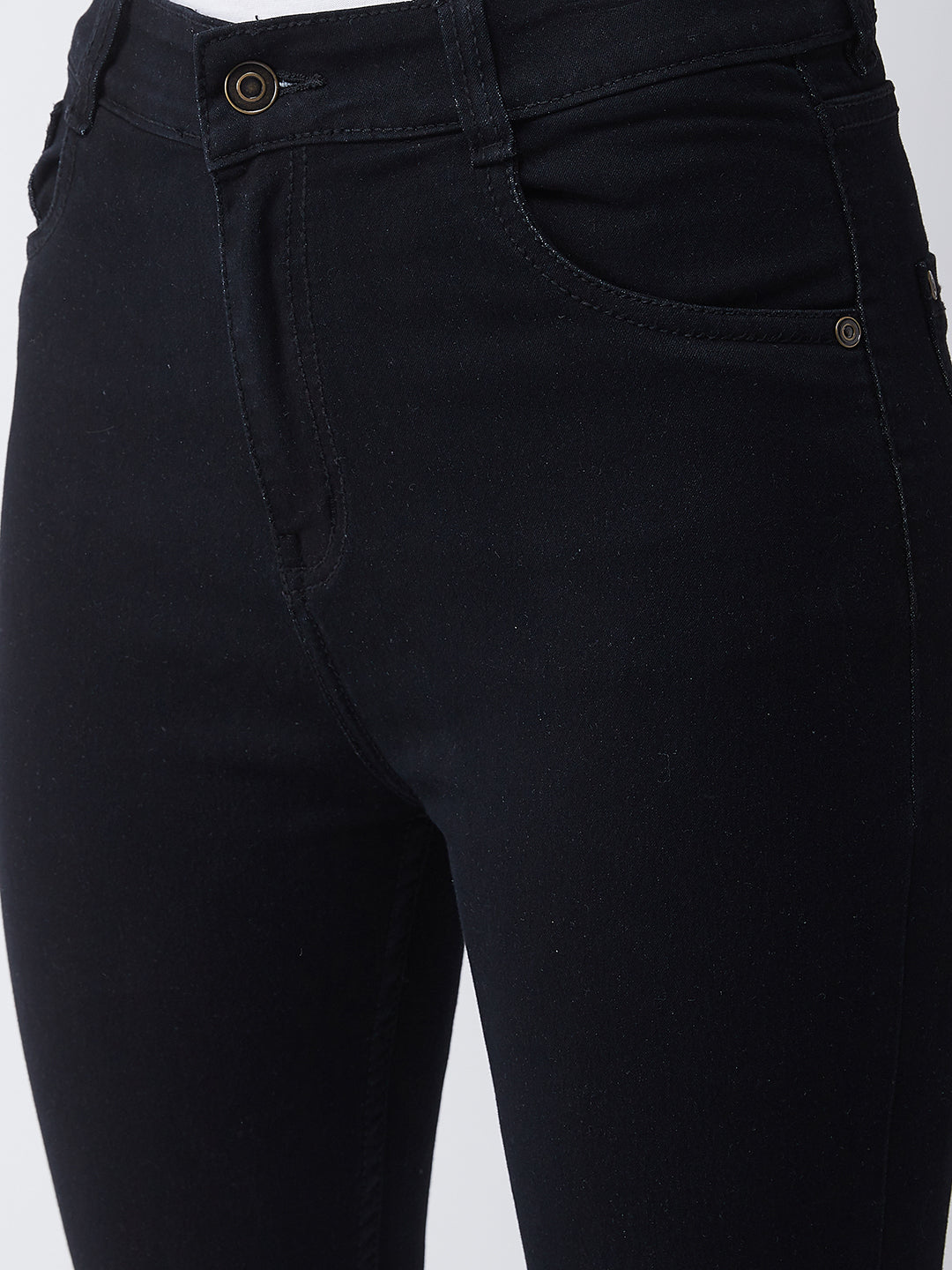 Women's Black High Rise Slim Fit Regular Length Stretchable Denim Jeans