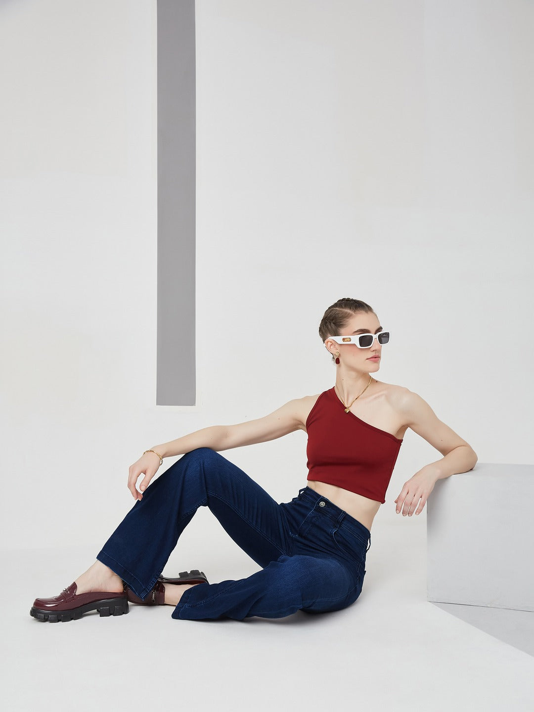 Navy Blue High-Rise Stretchable Bootcut Denim Jeans for Women