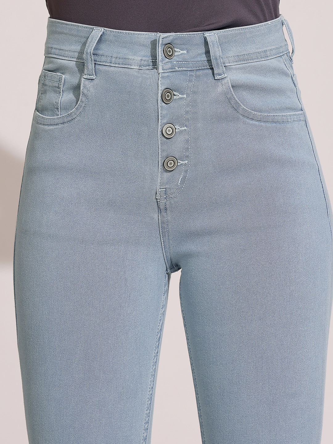 Women's Light Blue Skinny High-Rise Distressed Regular Denim Jeans