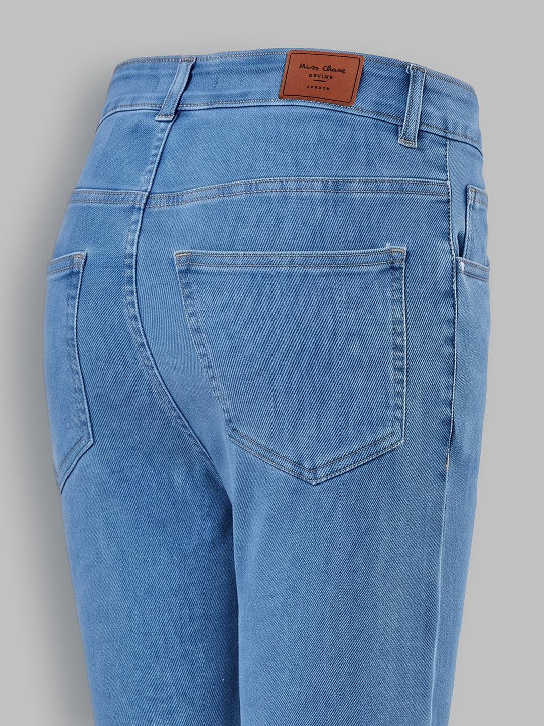 Blue Solid Skinny High Rise Cropped Fringe Detailing Solid Stretchable Denim Jeans for Women