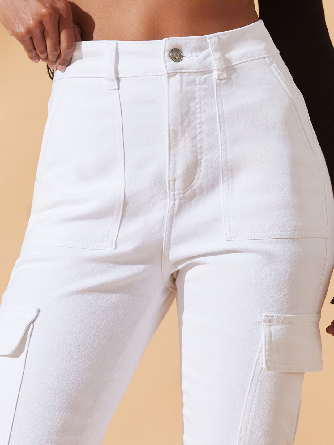 CHASEstretch™ White Wide Leg High-Rise Regular Stretchable Denim Jeans For Women