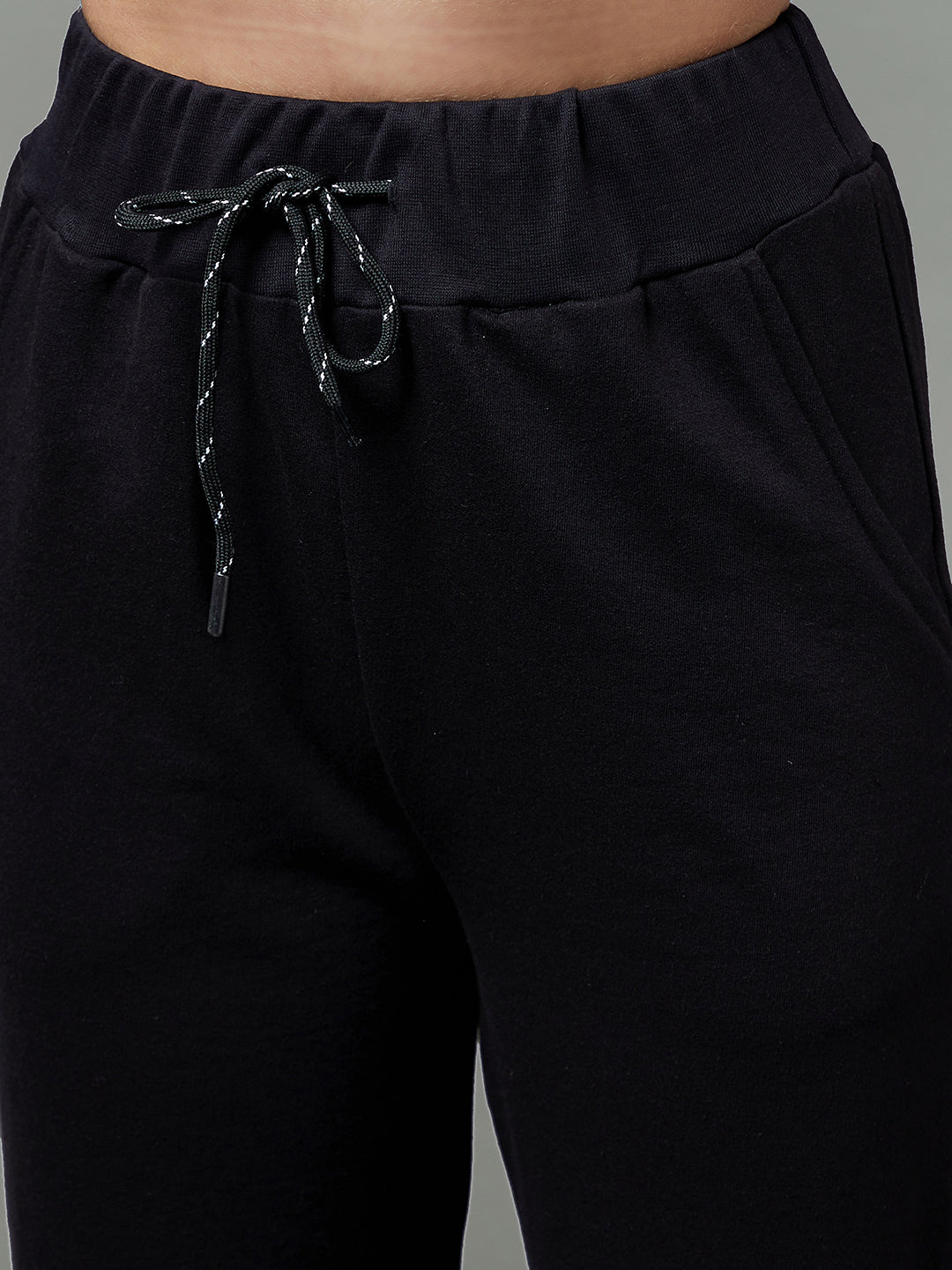 Women's Black Solid Regular Track Pants