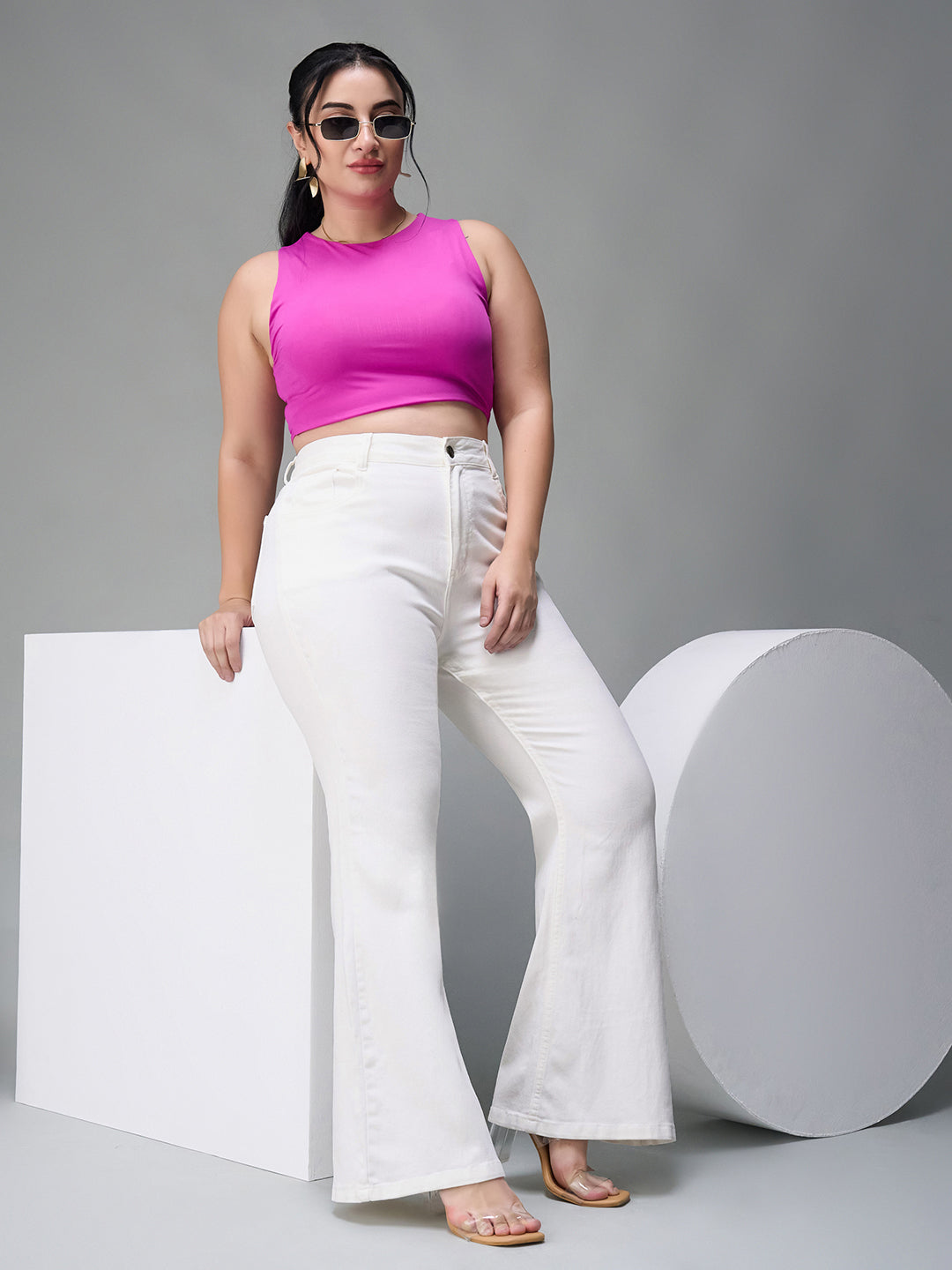 CHASEstretch™ White Bootcut High-Rise Clean Look Regular Stretchable Denim Jeans