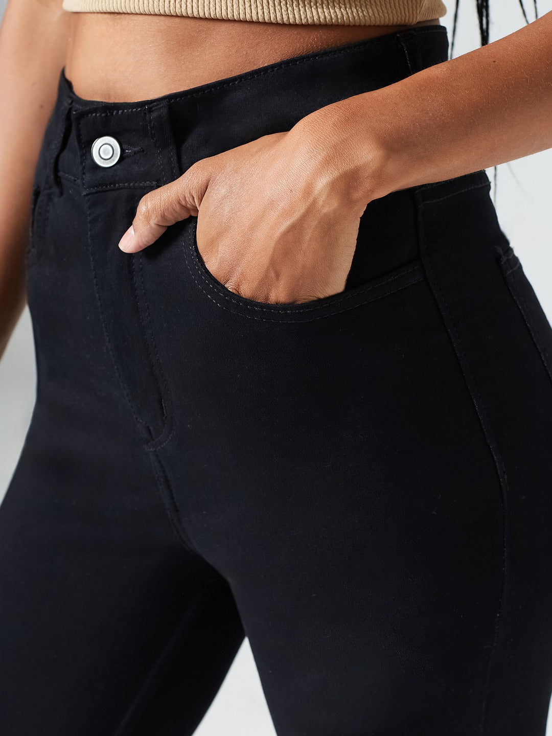 CHASEshape™ Black Bootcut High Rise Clean Look Regular Stretchable Denim Jeans for Women