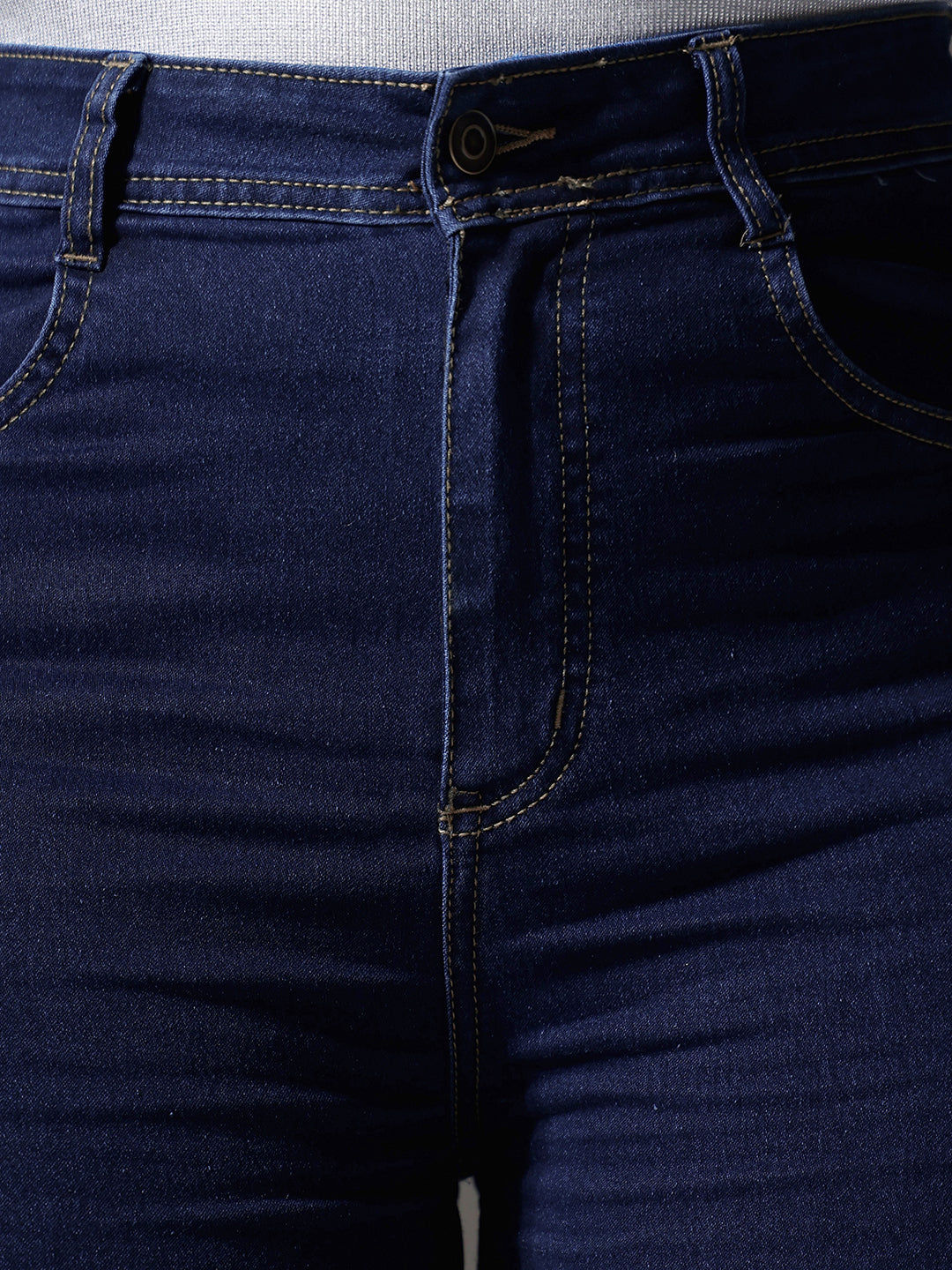 CHASEstretch™ Navy-Blue Wide-Leg High-Rise Stretchable Denim Jeans for Women