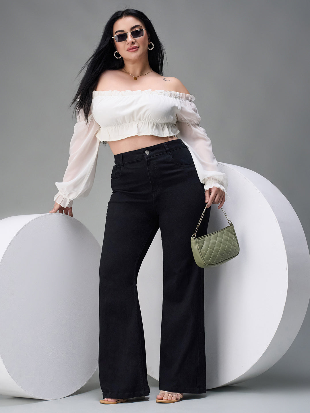 CHASEstretch™ Black Bootcut High-Rise Clean look Regular Stretchable Denim Jeans