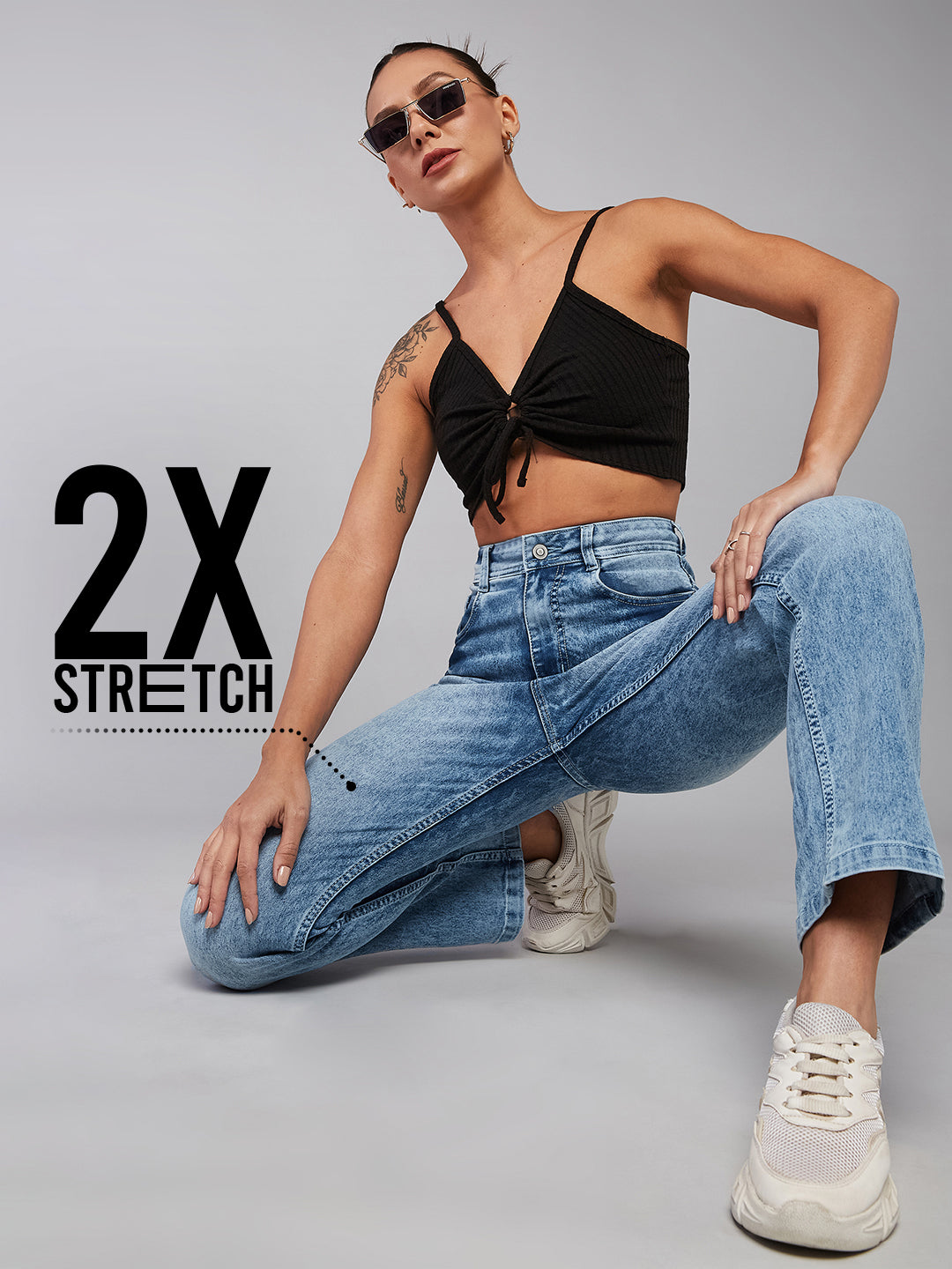 CHASEstretch™ Women's Light Blue Wide-Leg High Rise Stretchable Denim Jeans