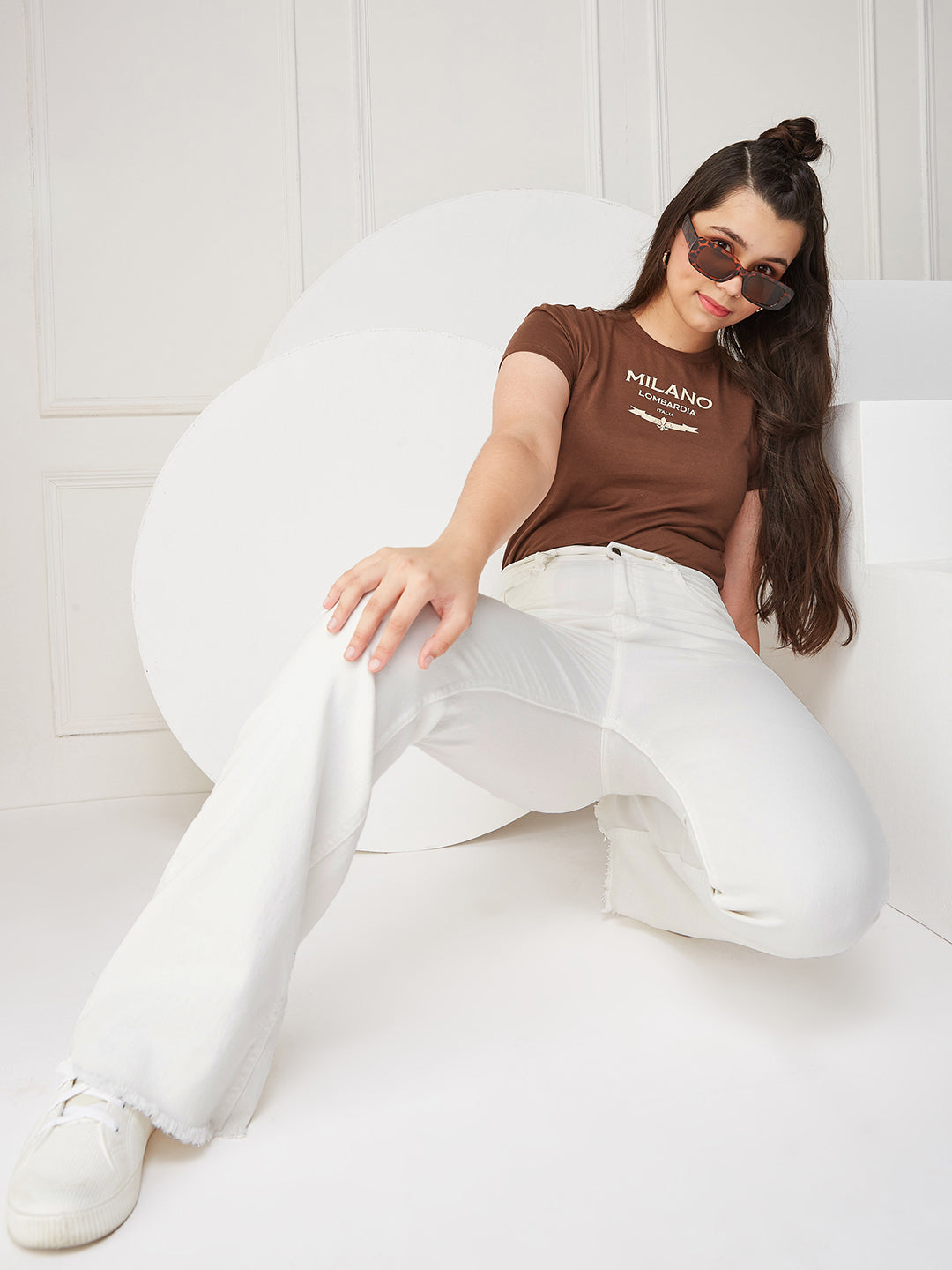 White Bootcut High-rise Clean-look Regular-length Stretchable Denim Jeans