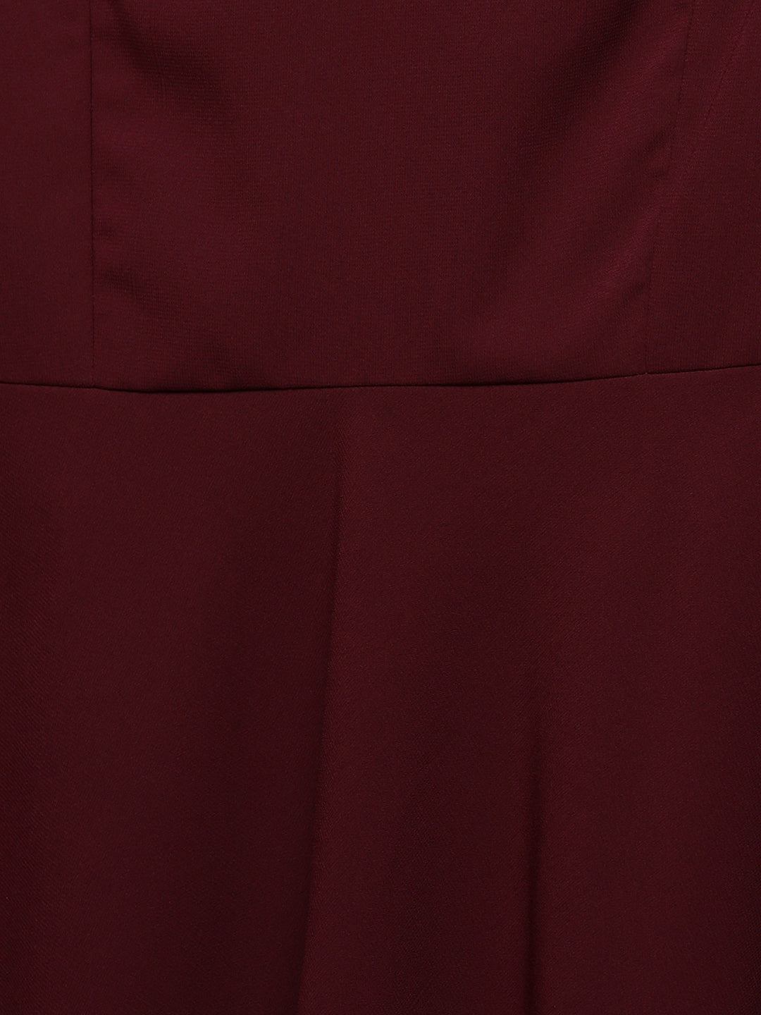 Women's Wine Red V-Neck Sleeveless Solid High-Low Midi Skater Dress