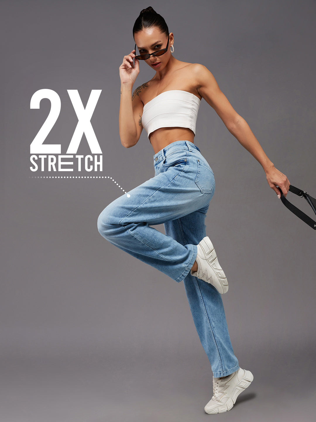 CHASEstretch™ Light Blue Wide-Leg Fit High-Rise Denim Jeans