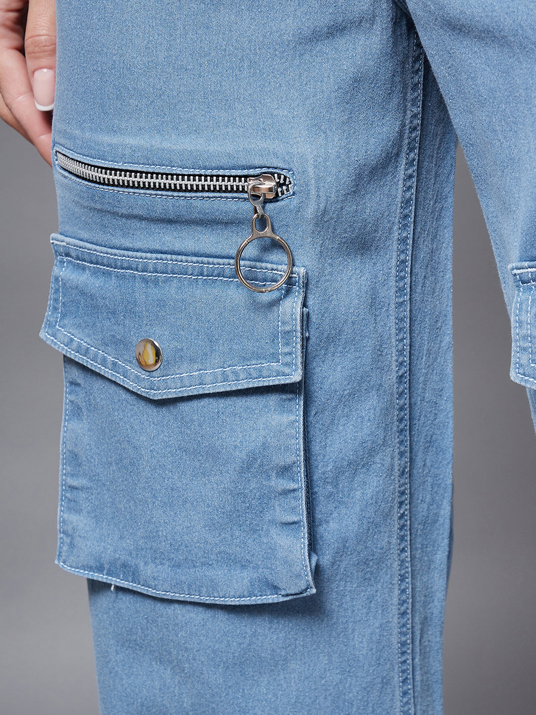 24/7 Comfort Women's Light Blue Wide leg Mid rise Clean look Regular Stretchable Denim Jeans