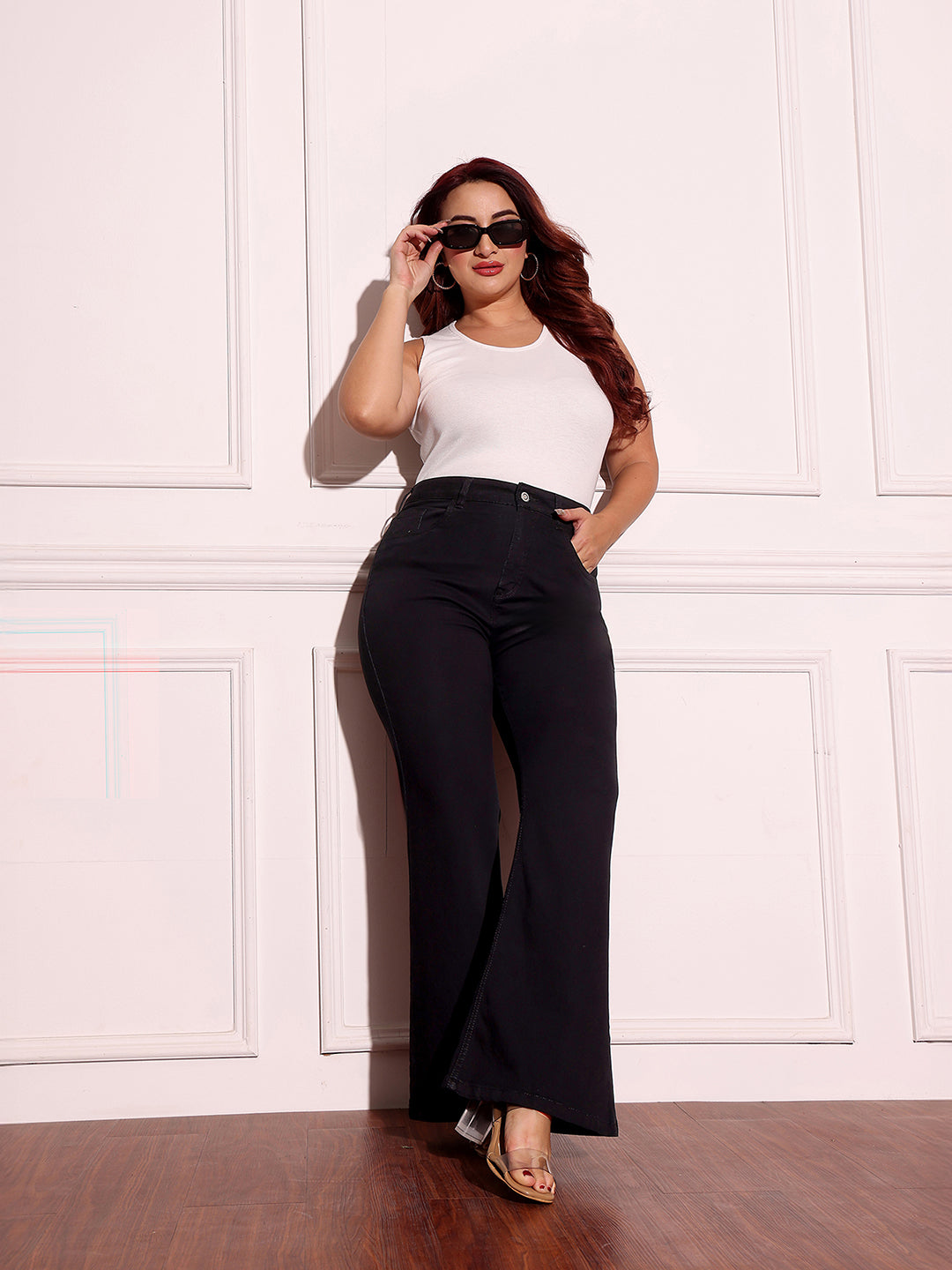 Women's Black Bootcut High-Rise Regular Stretchable Denim Jeans