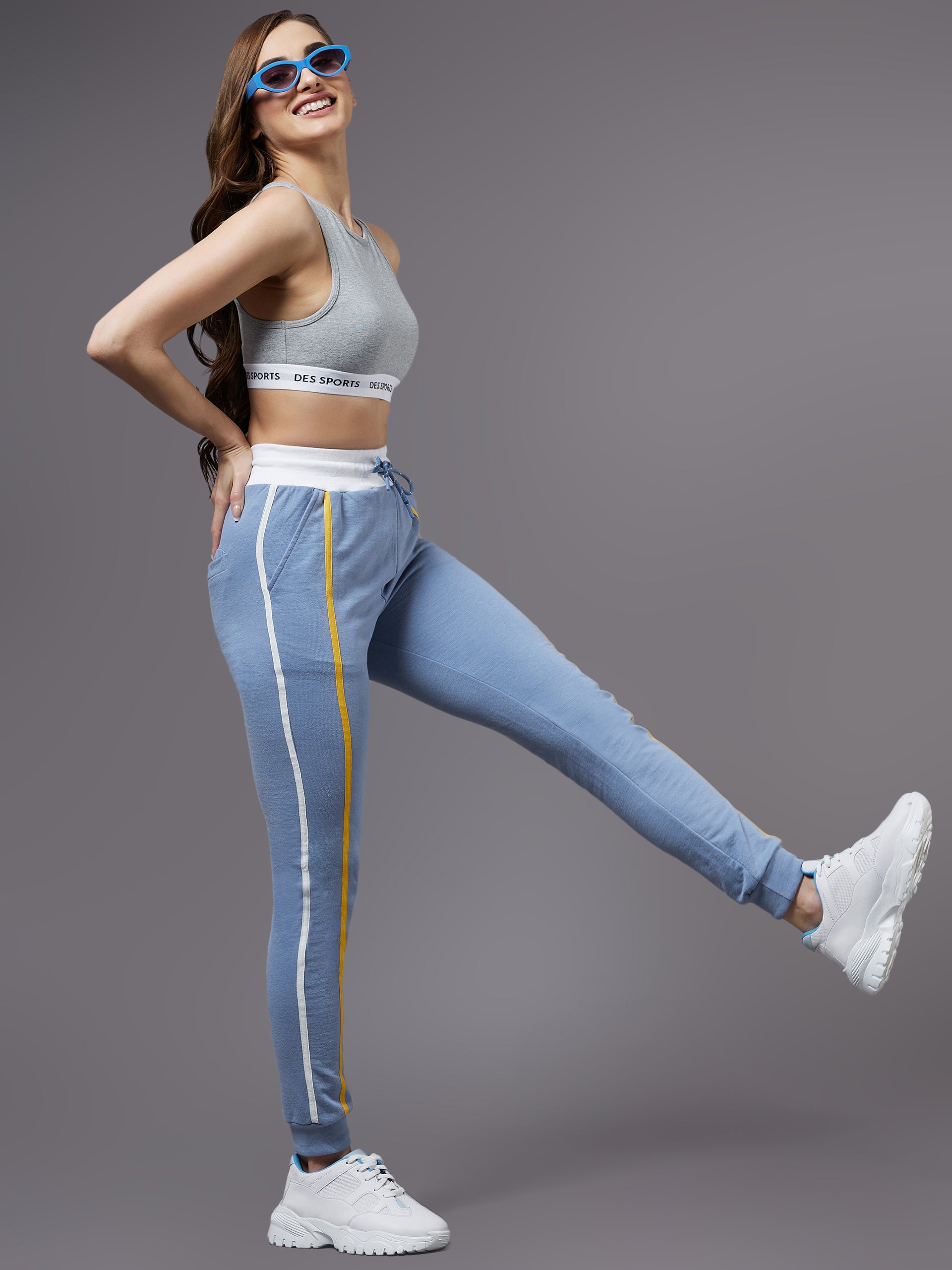 Women's Blue Solid Regular Joggers